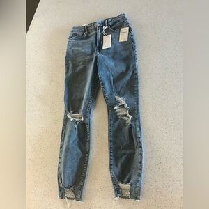 Good American Women's Blue Distressed high waisted skinny Jean size 2/26 NWT